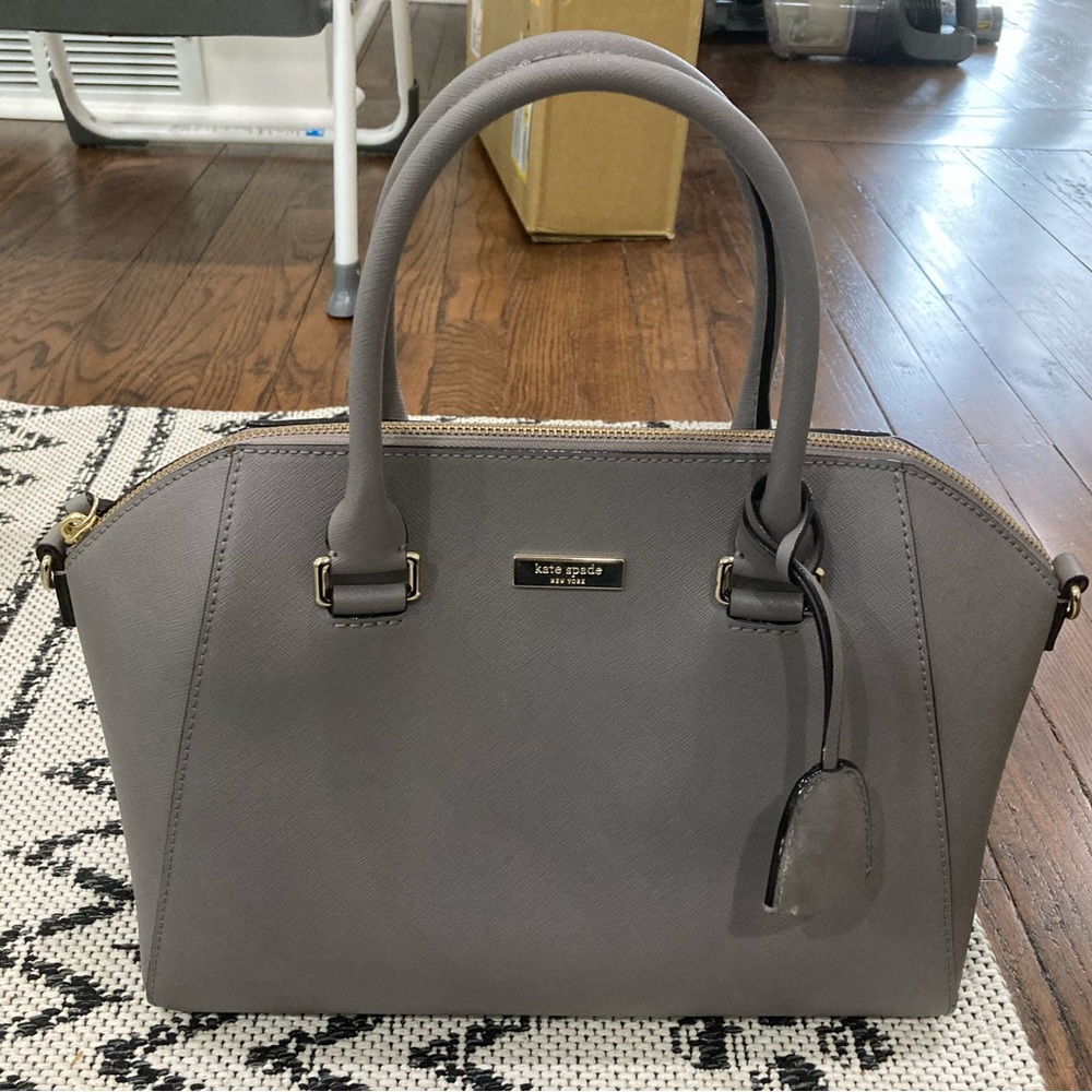 Kate Spade New York Tilden Place Pippa satchel bag purse grey saffiano leather